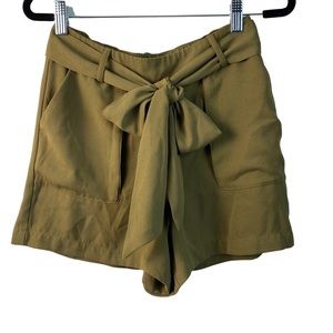 A New Day Paper Bag Pull-On Tie Shorts Olive Green Size XS